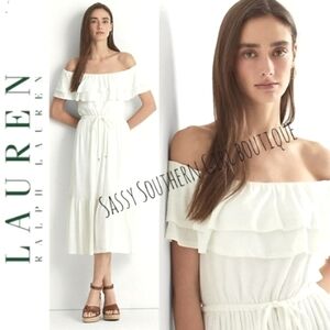 🆕⭐ Ralph Lauren white off shoulder jersey dress
